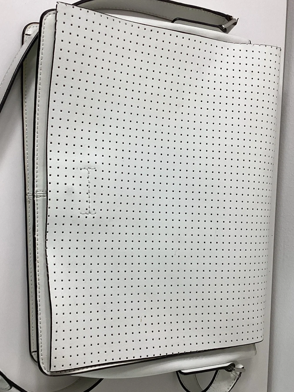 BCBGMaxAzria  VINTAGE White Perforated Leather Crossbody Shoulder Bag
